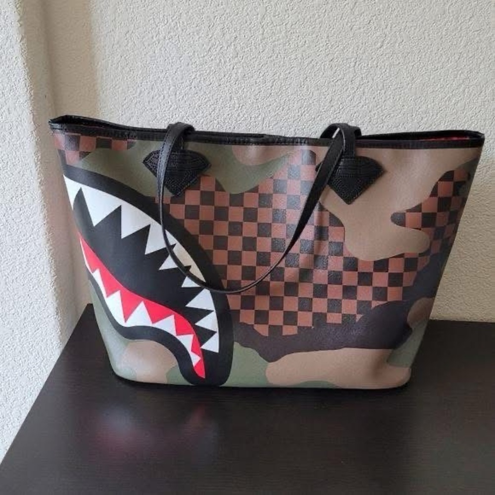 Sprayground Camouflage Shark Tote